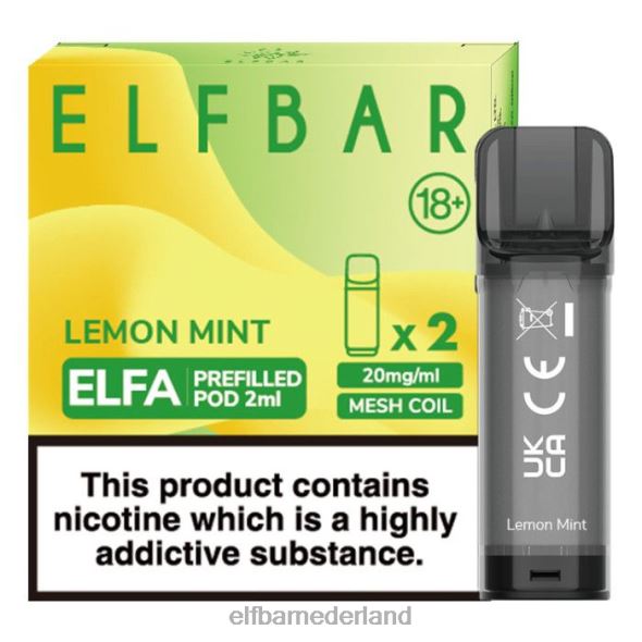 elfbar elfa voorgevulde capsule - 2 ml - 20 mg (2 stuks) citroen munt D8TJV110